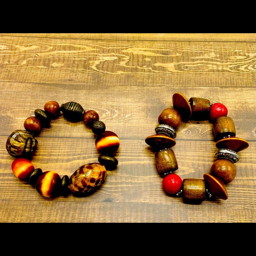 Brown tones & red bracelets (2)